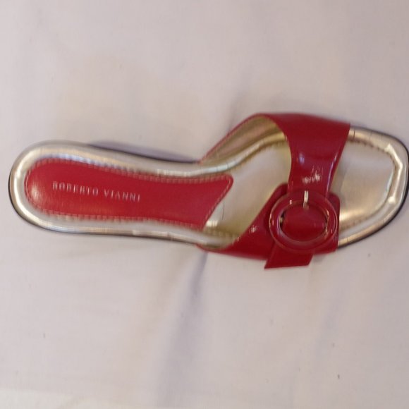 Roberto Vianni Red Patent Faux Leather Flip Flop Slides- Sz. 8.5 - Picture 5 of 7